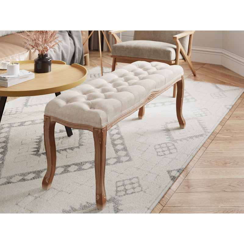 Ophelia & Co. Linen Upholstered Wood Bench | Wayfair